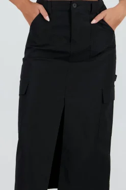 Falda midi detalle pretina lisa