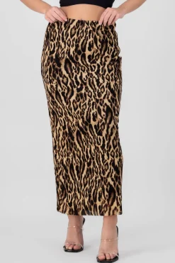 Falda midi estampado leopardo