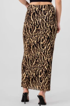 Falda midi estampado leopardo