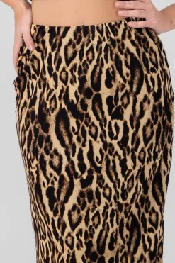Falda midi estampado leopardo