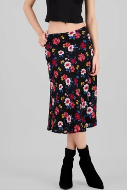 Falda midi flores
