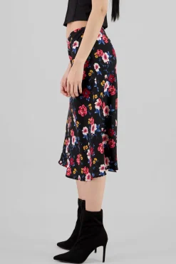 Falda midi flores