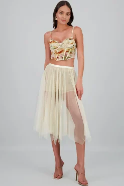 Falda midi mesh polkas