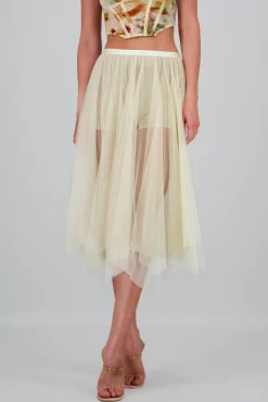 Falda midi mesh polkas