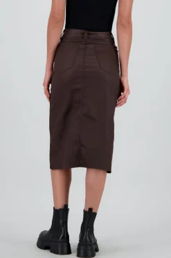 Falda midi pu detalle abertura