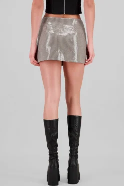 Falda mini cuadros lentejuela