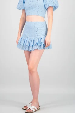 Falda mini olanes textura bordada