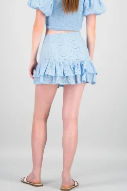 Falda mini olanes textura bordada