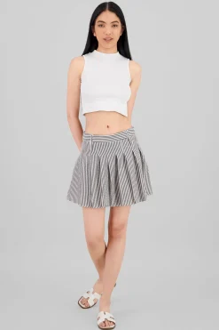 Falda mini tableada rayas textura
