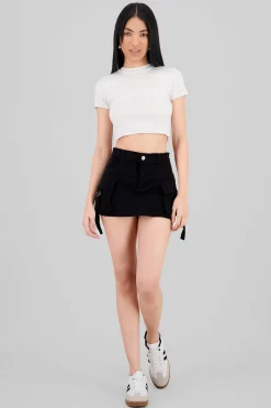 Falda Short 2 Bolsas Con Tiras