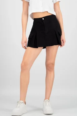 Falda short cargo tablones