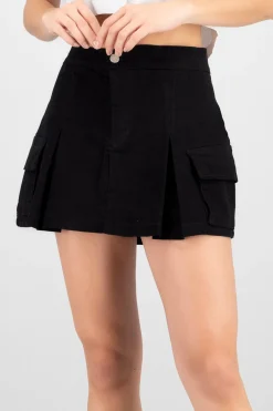 Falda short cargo tablones