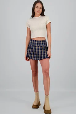 Falda short cuadros tableada