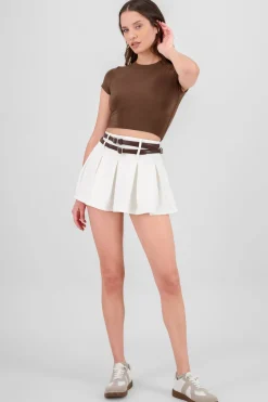 Falda tableada doble cinturon