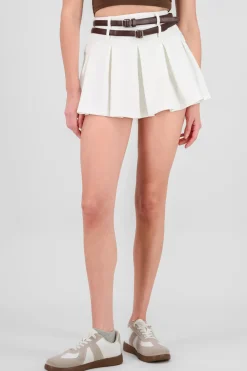 Falda tableada doble cinturon