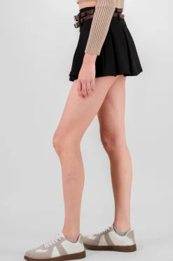 Falda tableada doble cinturon