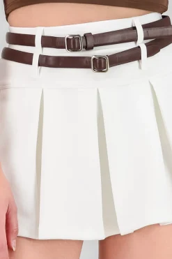 Falda tableada doble cinturon