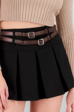 Falda tableada doble cinturon