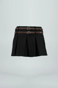 Falda tableada doble cinturon