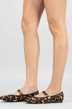 Flat mary jane leopardo