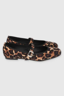 Flat mary jane leopardo