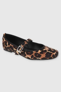 Flat mary jane leopardo