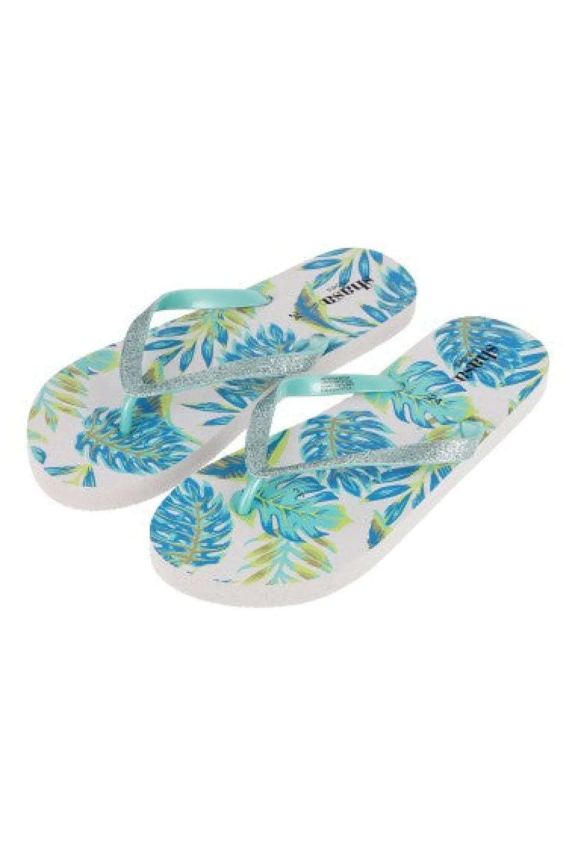 Flip flop tiras brillos hojas