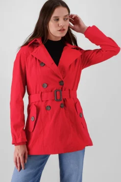 Gabardina monocolor botones cinturón