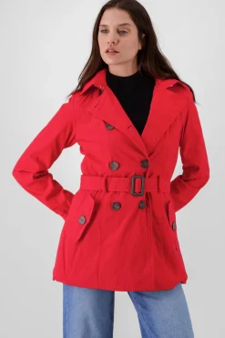 Gabardina monocolor botones cinturón