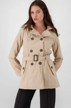 Gabardina monocolor botones cinturón