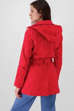 Gabardina monocolor botones cinturón