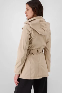 Gabardina monocolor botones cinturón