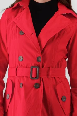 Gabardina monocolor botones cinturón