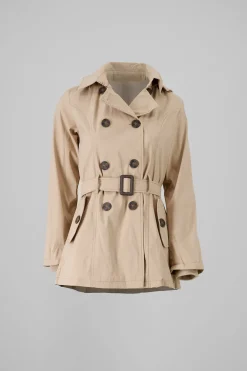 Gabardina monocolor botones cinturón