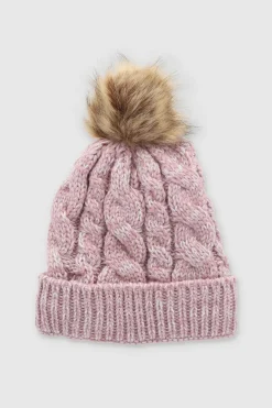 Gorro punto trenza pompón