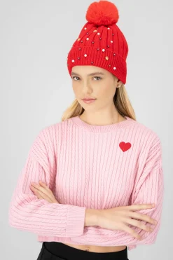Gorro tejido brillos pompón