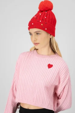 Gorro tejido brillos pompón