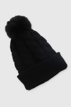 Gorro tejido trenzado pompón