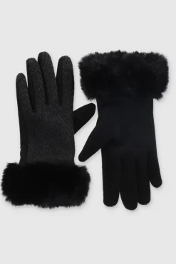 Guantes estampado geométrico peluche bicolor