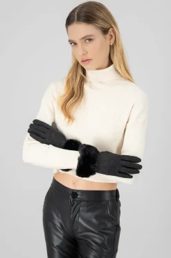 Guantes estampado geométrico peluche bicolor