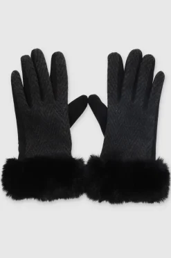 Guantes estampado geométrico peluche bicolor