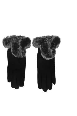 Guantes gamuza detalle peluche bicolor