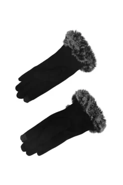 Guantes gamuza detalle peluche bicolor