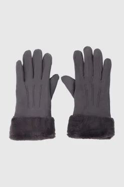 Guantes gamuza pinzas detalle peluche monocolor