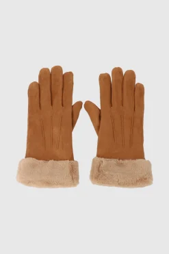 Guantes gamuza pinzas detalle peluche monocolor