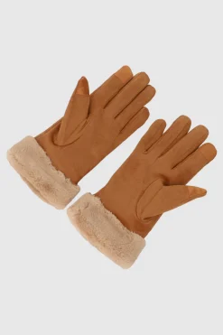 Guantes gamuza pinzas detalle peluche monocolor