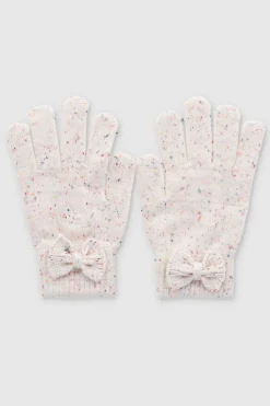 Guantes tejidos moño confeti