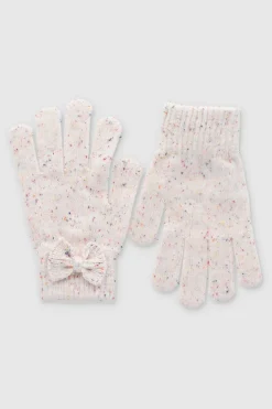 Guantes tejidos moño confeti