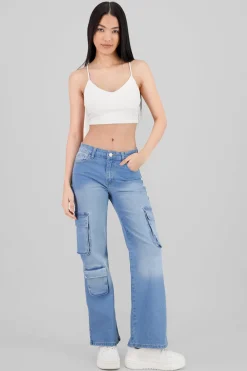 Jeans cargo 3 bolsas asimetrico