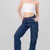 Jeans Cargo Bolsillos Laterales
